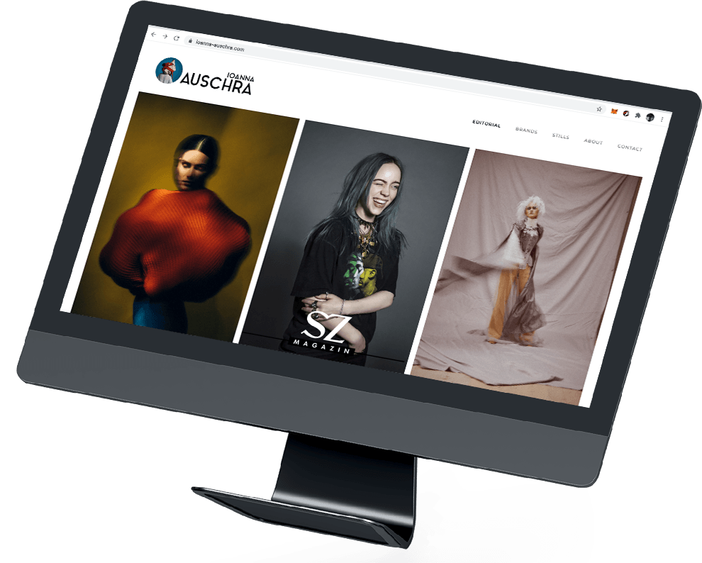 Ioanna Auschra portfolio website designed as a high-end fashion magazine kiosk